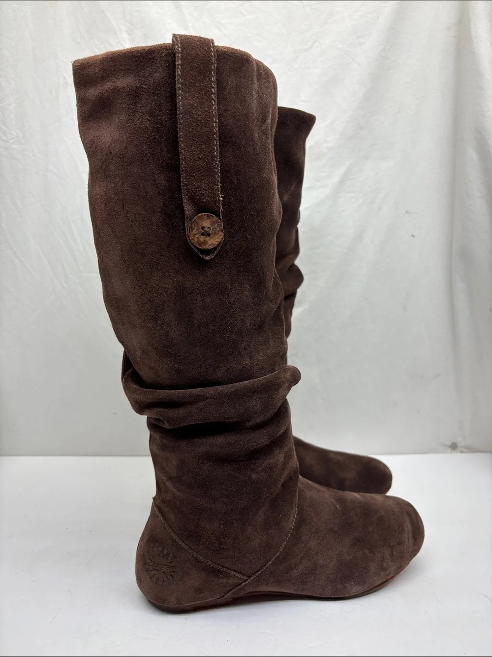 Brown Suede Slouch Knee-High Women's Boots, SZ 6.5, box 40